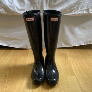 HUNTER BOOTS - TALL ADJUSTABLE BACK IN BLACK
